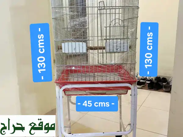 للبيع: قفص طيور مستعمل بحالة ممتازة مع ستاند...