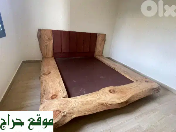 سرير صنوبر ريفي أصيل 160x200 - ألواح خشبية سميكة 7 سم...
