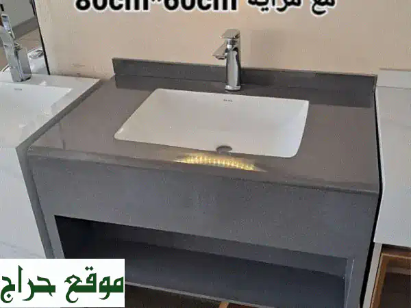 مغسلة بودرة رخام (80x50 سم): فخامة عصرية لحمامك مع...