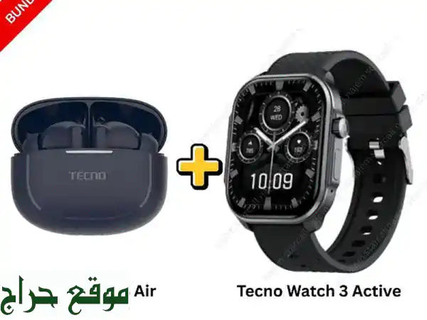 عرض تكنو الأقوى: ساعة ذكية Tecno Watch 3 Active وسماعات Tecno Buds 4...