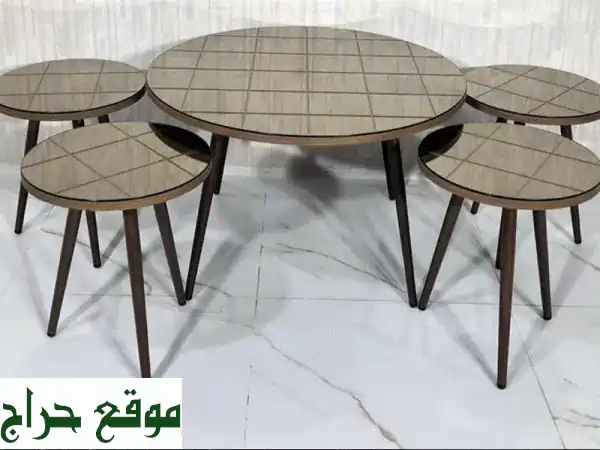 طقم طاولات دائرية مودرن 5 قطع | سطح زجاجي فاخر |...