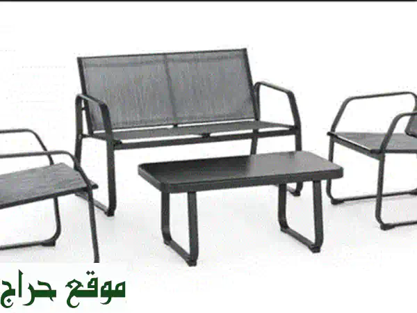 طقم جلسة حدائق ستيل فاخر | أثاث خارجي متين ومريح 4 مقاعد + طاولة