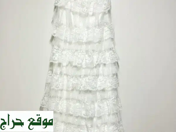 فستان أبيض دانتيل طبقات فاخر مع جاكيت متناسق –...