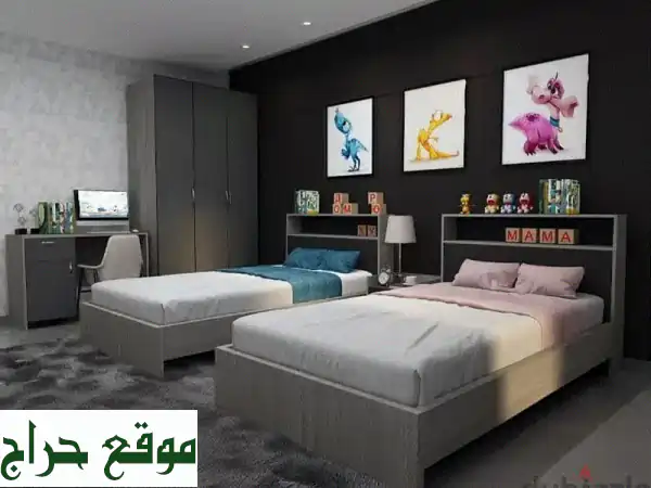 غرفة نوم لمايكا عصرية: سرير مفرد وخزانة مدمجة |...