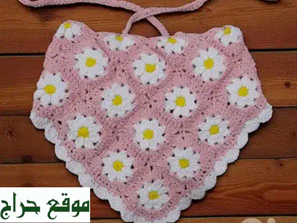 ربطة شعر كروشيه يدوية: التوليب الوردي والكريمي | أناقة ناعمة وفريدة لإطلالتك