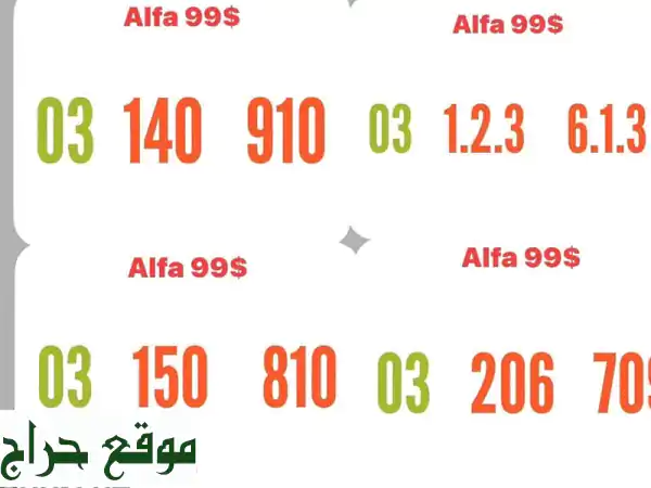 رقم مميز Any Alfa 03 خاص بك بـ 99$ فقط! 📱