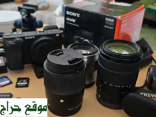 كاميرا Sony α6400 احترافية + 3 عدسات + معدات تصوير كاملة - عرض لا يُفوّت!