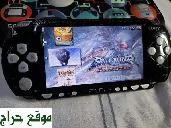 سوني PSP P1003 أسود - مع 20 لعبة مثبتة! + شاحن + غطاء