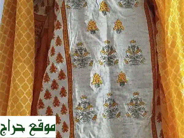 فستان قطن فاخر مطرز - تصميم أنيق بطول طويل (مقاس XL...