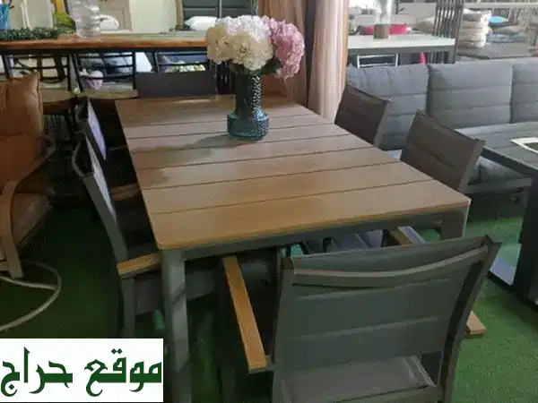 طاولة ألومنيوم أنيقة مع 6 كراسي مريحة - مثالية لحديقتك!