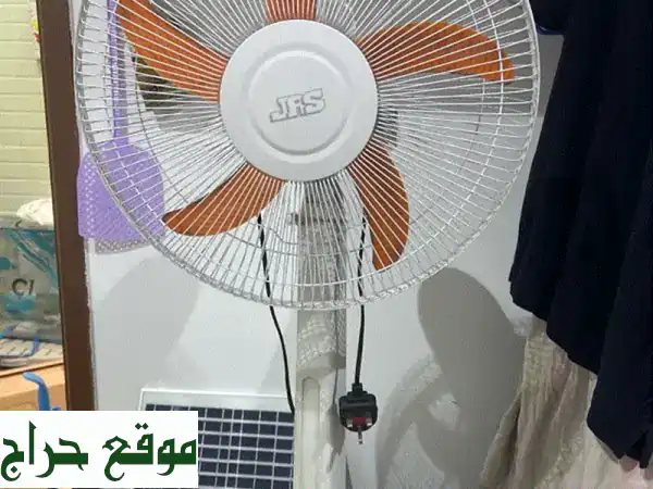 مروحة قابلة للشحن ☀️ مع طاقة شمسية، مصباح،...