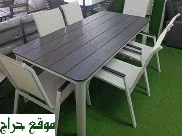 طقم طاولة سفرة فاخر + 6 كراسي جلد فاخر - كالجديد!