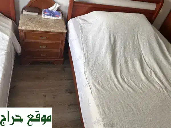 غرفة نوم كاملة فاخرة: سريران + دولاب ٦ أبواب + كومودينو + تسريحة ✨