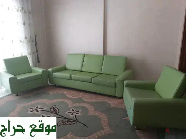 طقم أريكة فاخر من الجلد الصناعي - لون فيستاش أخضر رائع!