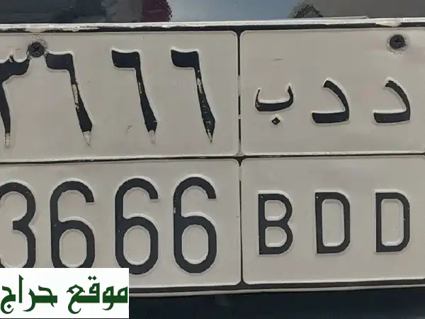 لوحة سيارة مميزة للبيع - رقم ٣٦٦٦ (د د ب) - فرصة ذهبية!