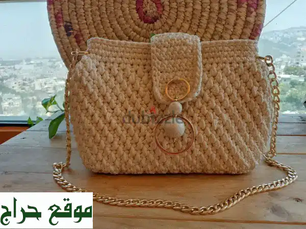 حقيبة كروشيه فريدة من نوعها - بيضاء عاجية أنيقة