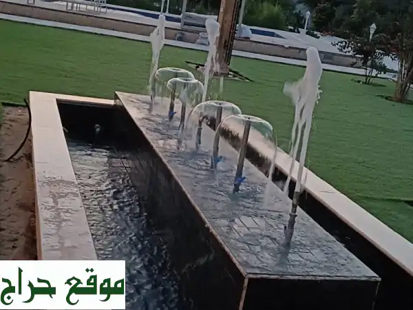 تنسيق حدائق زراعة العشب الطبيعي وشبكات الري الحديثة وعمل شلالات ونوافير وجلسات زجاجيه وجلسات خارجيه ...
