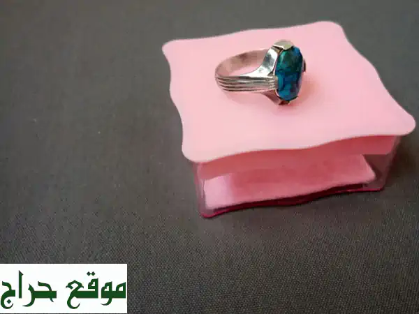 خاتم فضة فاخر بفيروز أصيل - أناقة ملكية لخنصرك