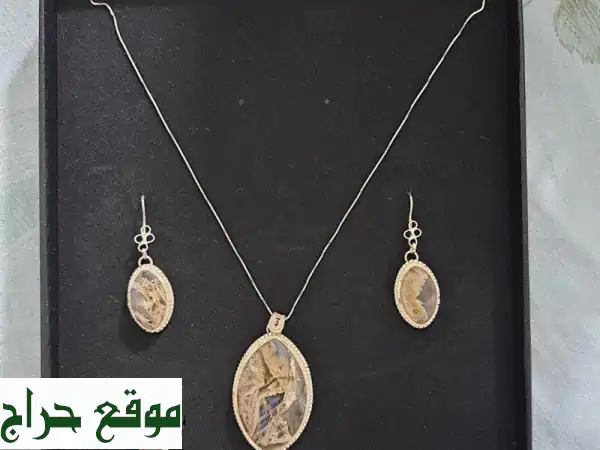 عرض حصري! 3 أطقم فضة 925 عيار مع أحجار عقيق - سارع بالشراء!