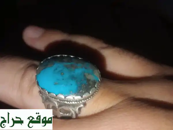 خاتم فضة أصلي بفيروز قديم - أناقة تاريخية بسعر...