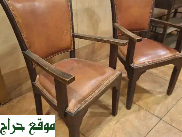 طقم كراسي خشب تاك فاخر - جلد طبيعي مميز - لمسة...