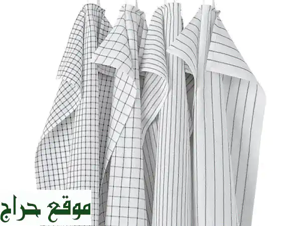 منديل مطبخ ايكيا - 4 قطع (أبيض ورمادي غامق) -  عرض مميز!