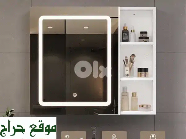 خزانة مرايا حمام أنيقة بباب واحد وإضاءة LED قابلة للتعديل -  أضف لمسة سحرية لحمامك!