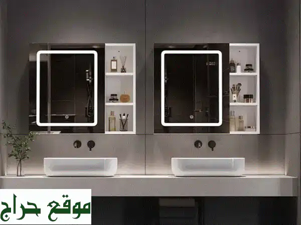 خزانة مرايا حمام أنيقة بباب واحد وإضاءة LED...