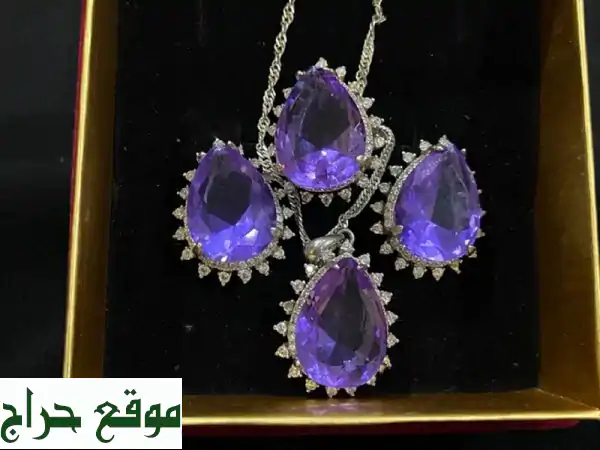 أطقم فضة تركية أنيقة - عيار 925 ✨  سلسلة، حلق، وخاتم...