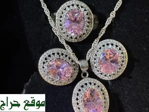 أطقم فضة تركية أنيقة - عيار 925 ✨  سلسلة، حلق، وخاتم  بـ 200 ريال فقط!
