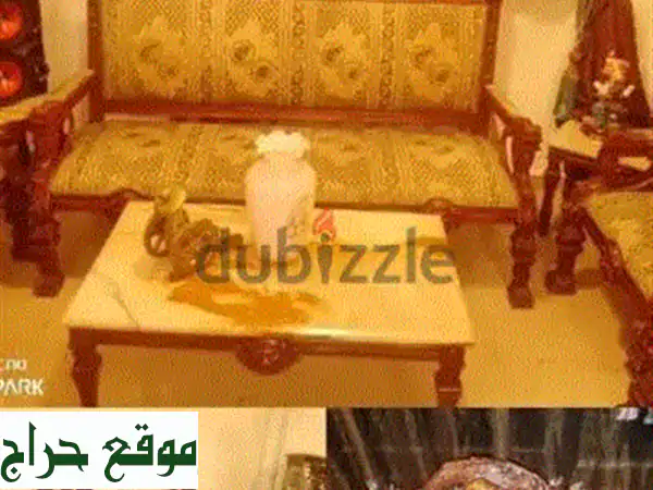صالون صيدا فاخر بثلاث قطع + طاولة رخام أونيكس - فرصة...