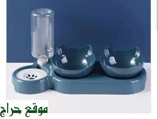 وعاءان لتغذية الحيوانات الأليفة ونوافورة ماء -...