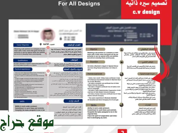 تصميم سيرة ذاتية احترافية بالعربي والإنجليزي خلال...