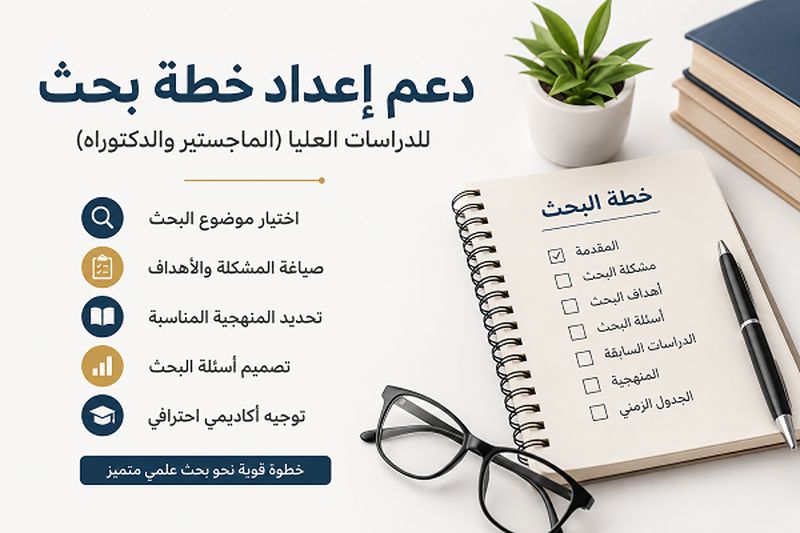 دعم إعداد خطة بحث أكاديمية متكاملة: افضل خطة...