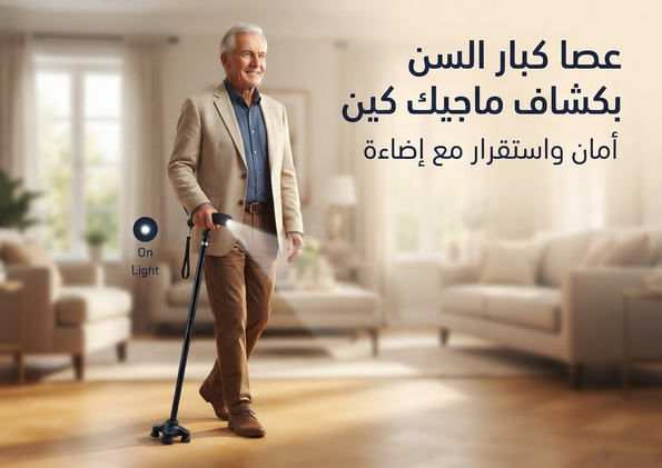  عصا مشي ذكية بكشاف – دعمك في كل خطوة