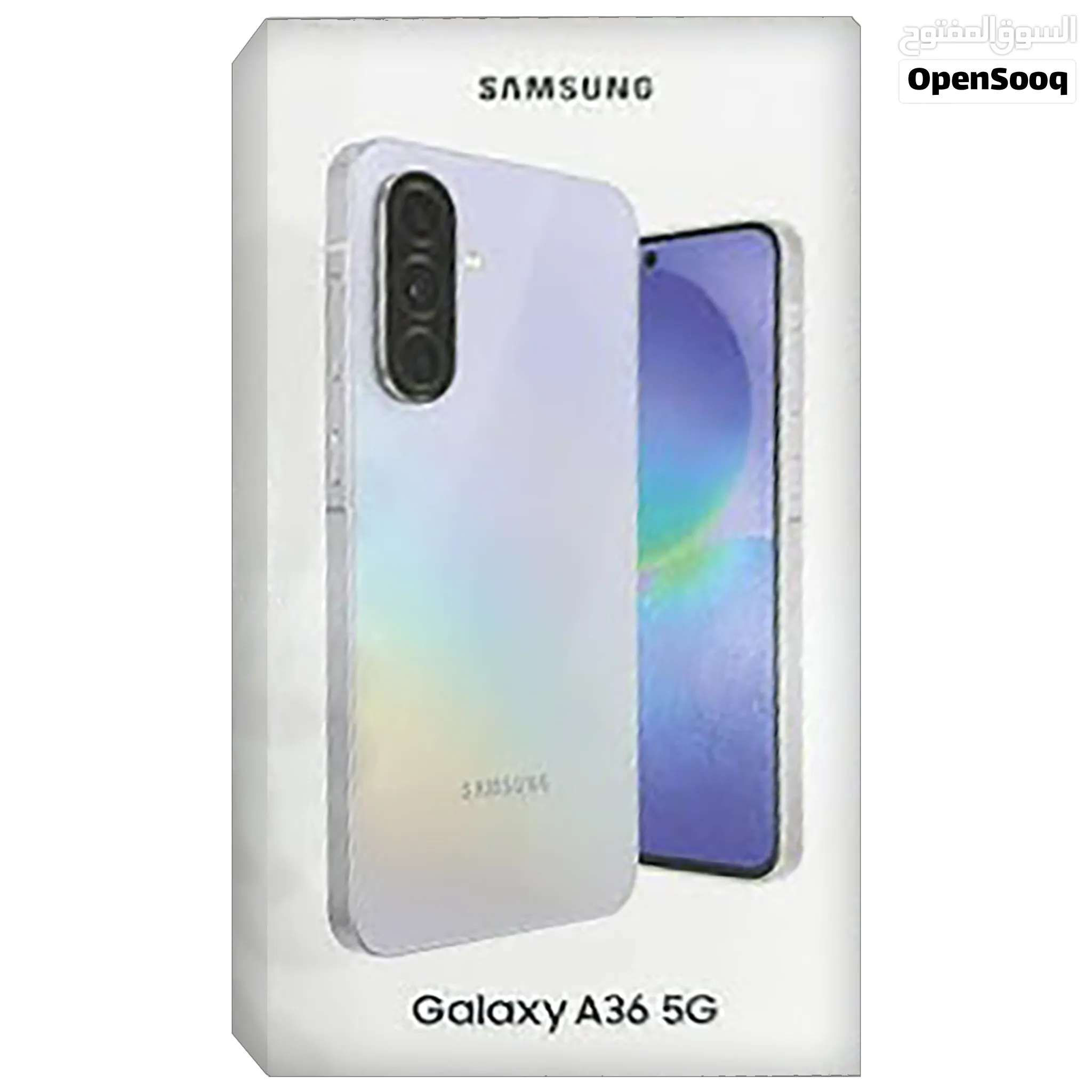 Samsung A36 5G بحالة ممتازة مع كرتونة بدون كفالة لون أبيض