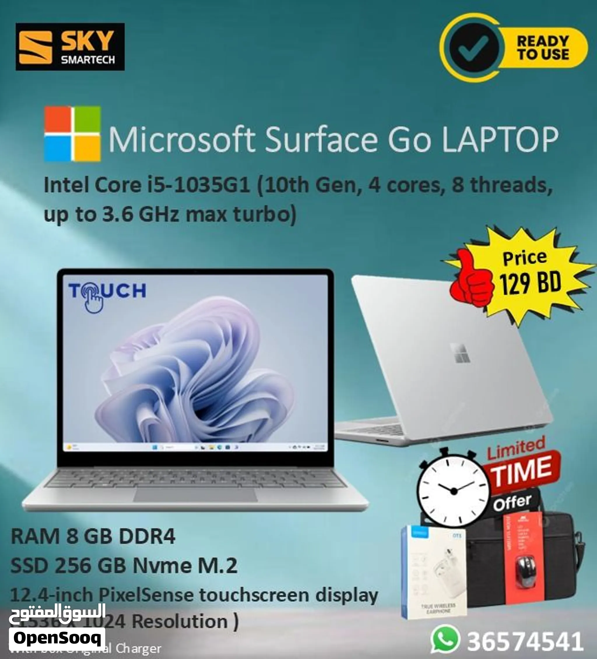 Microsoft Surface Laptop Touch Screen 10th Gen 8GB RAM 256GB i5 processor