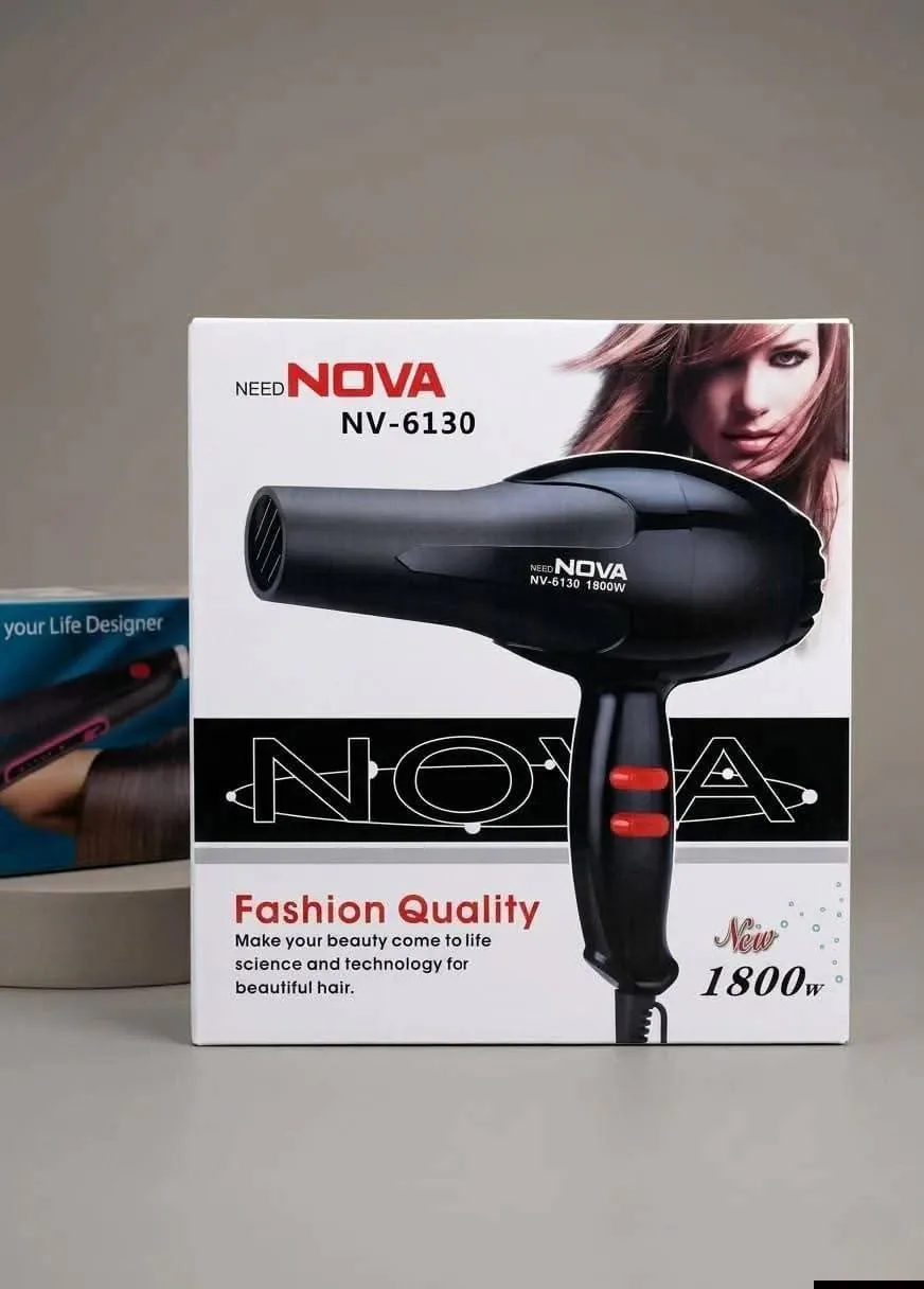 سيشوار NOVA - NX N 6130 بدك شعر مرتب وتسريحة حلوة بكل سهولة سيشوار نوفا بقوة 1800 واط، تصميم أنيق باللون الأسود، ومناسب لتجفيف الشعر 2