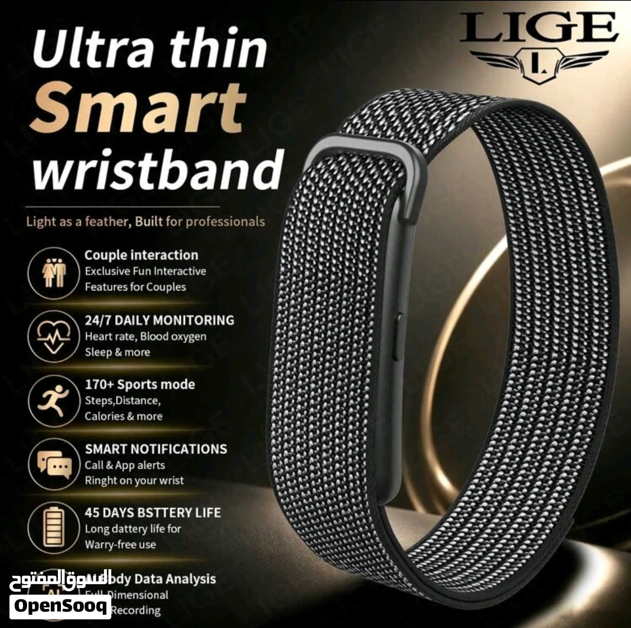 سوار ذكي جديد بتصميم بدون شاشة مقاوم للماء أوضاع رياضية متعددة تتبع اللياقة البدنية و مراقبة النوم