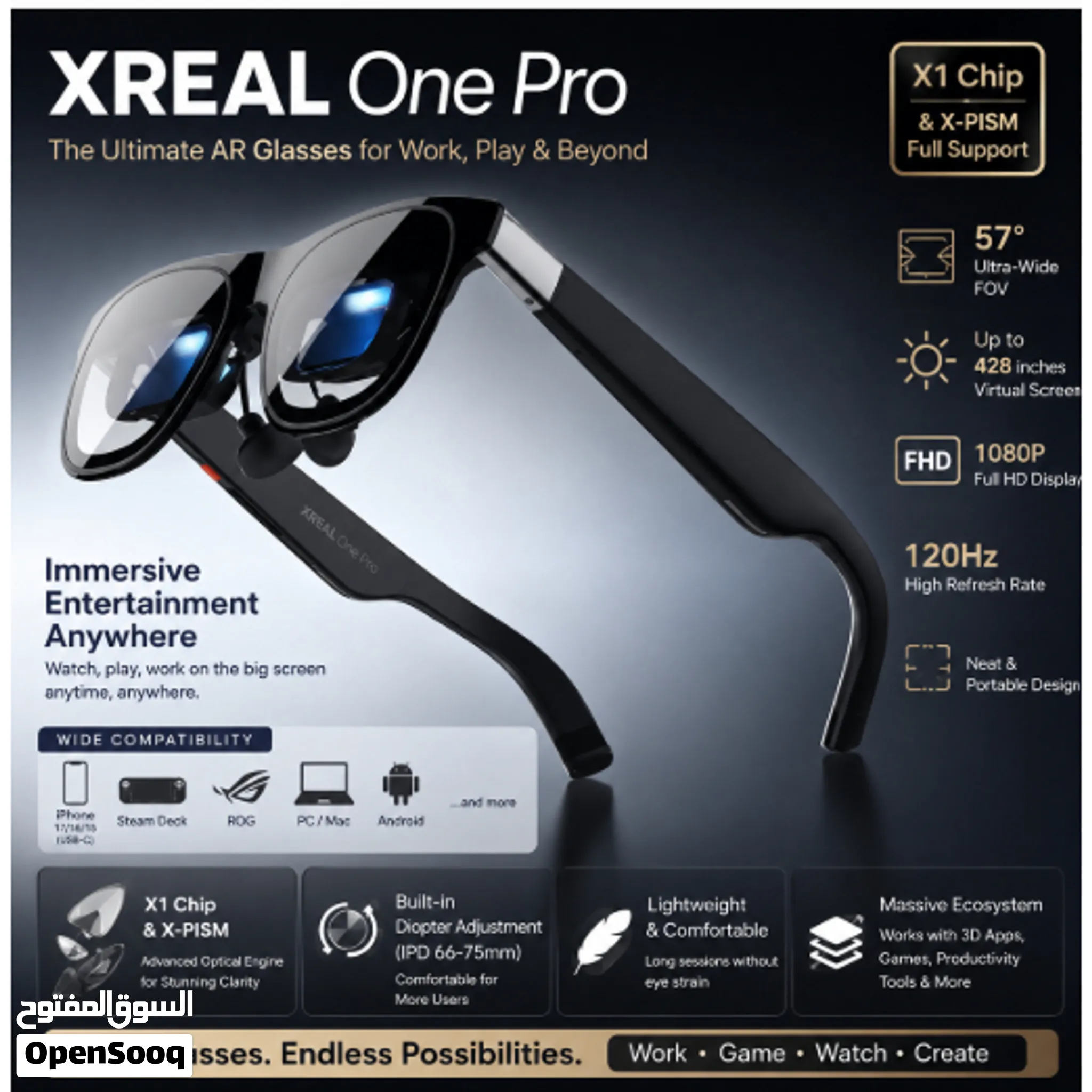 للبيع: نظارات XREAL 1 Pro الذكية - عِش تجربة الألعاب والأفلام بشاشة عملاقة!