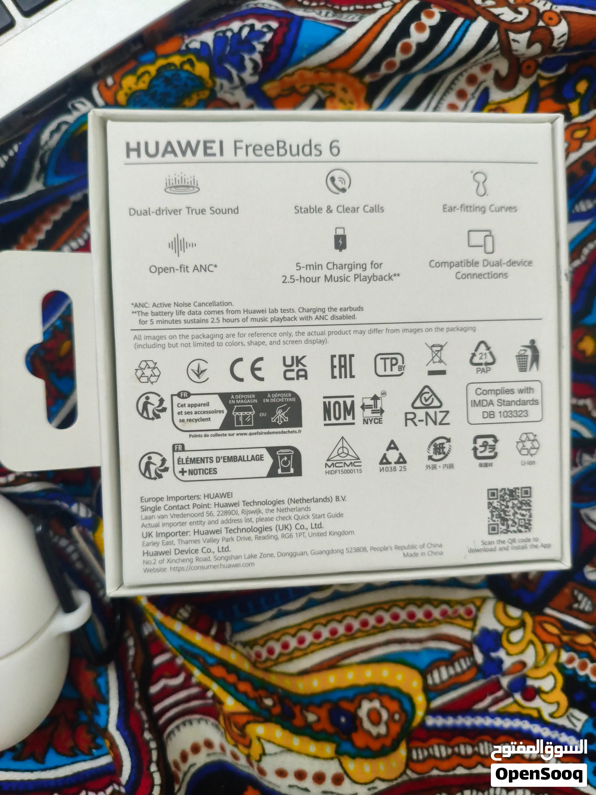 Huawei FreeBuds 6 White Colour, Brand New Condition with Free Case Cover