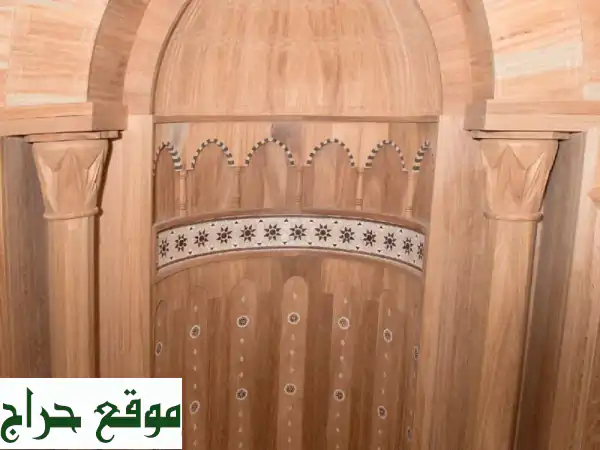 قبلة مسجد خشب طبيعي يدوي فاخر | منابر وأبواب مساجد بتحف فنية
