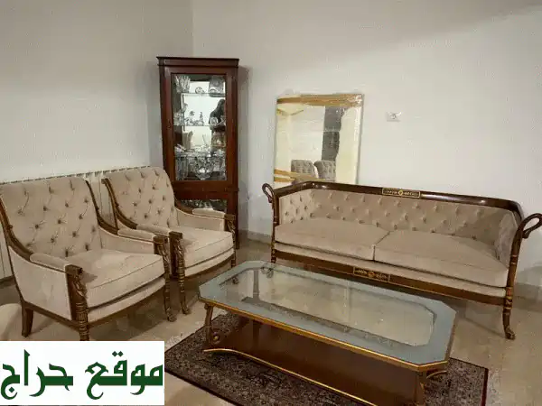 جديد كلياً: صالون 4 مقاعد - خشب ممتاز، بيج أنيق لمنزلك!