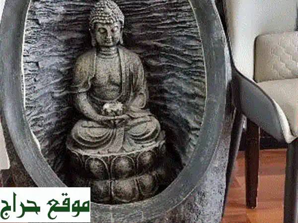 شلال بوذا الساحر بالضباب والألوان | نافورة ديكورية ضخمة (100 سم) لمنزلك أو حديقتك | أجواء زن استثنائية