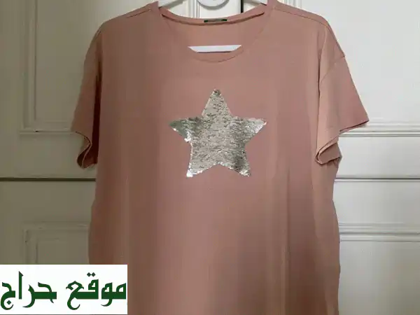 قميص نسائي ترتر فضي وذهبي: بني فاتح وإطلالة...