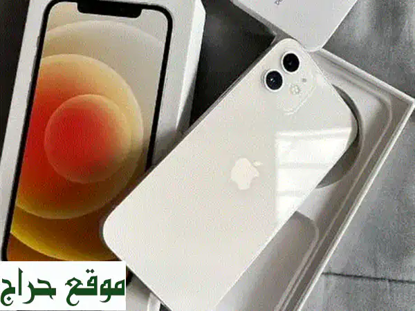 فرصة لا تعوض! آيفون 12 أبيض (شريحتين فعليتين) - بطارية 93% - كسر زيرو من وكيل!