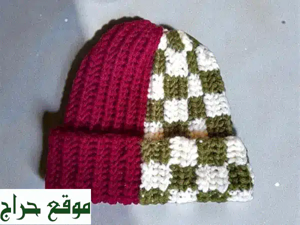 أناقة الأنمي والكروشيه: قبعة صوف يدوية كاروهات...