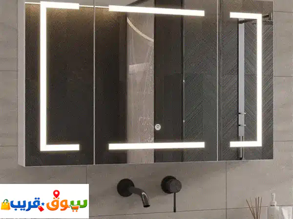 مرآة حمام LED فاخرة 100 سم: خزانة ذكية، إضاءة عصرية،...