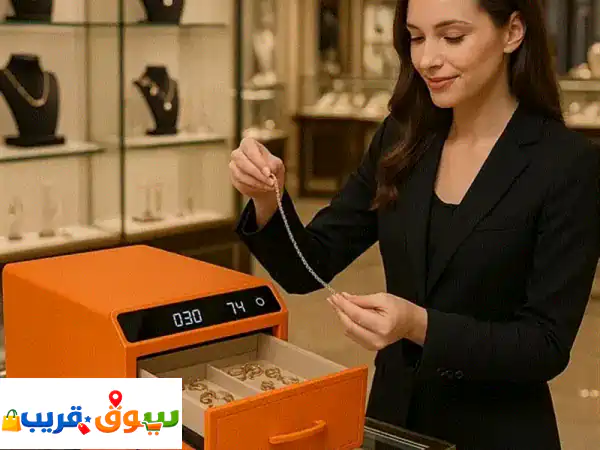 خزنة مجوهرات جلد فاخرة (بصمة الإصبع) – أمان...