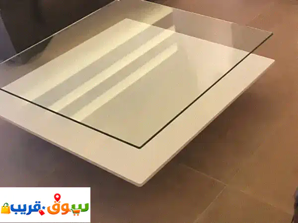 طاولة قهوة زجاجية عصرية 110x110x45 سم | أثاث مميز لمنزلك...
